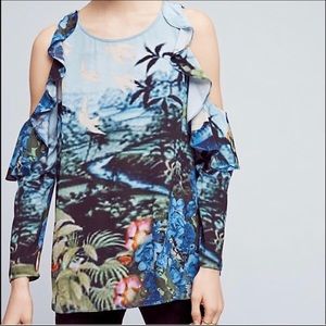 Tracy Reese paradise silk cold shoulder top